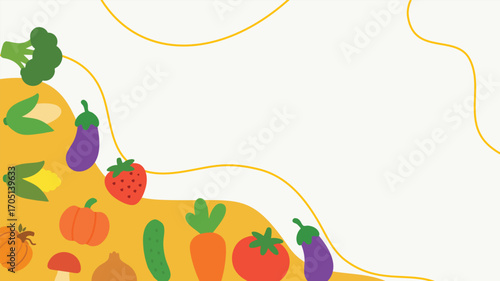Vegetable frame border autumn harvest organic healthy food background