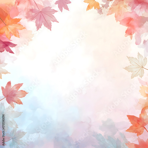 Delicate watercolor cover with autumn maple leaves