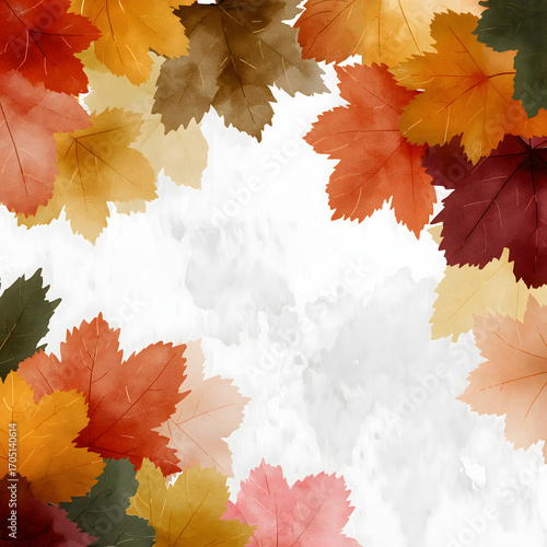 Delicate watercolor cover with autumn maple leaves