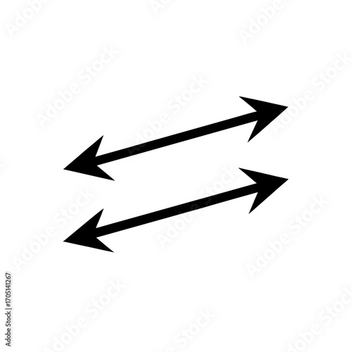Two arrows pointing in opposite directions on transparent background silhouette