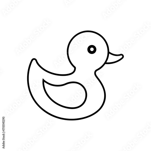 Outline drawing of a rubber ducky toy on transparent background silhouette