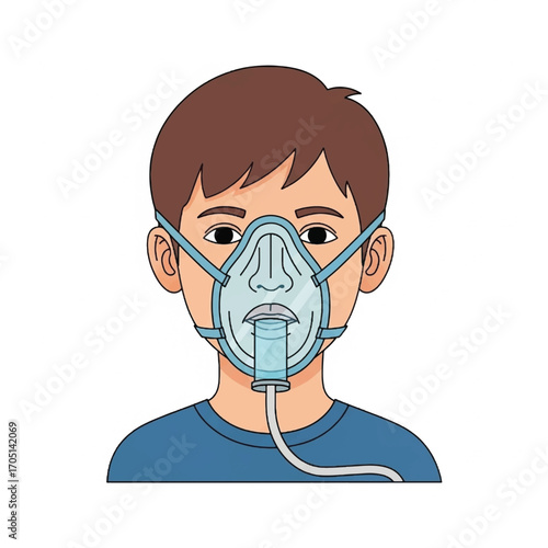 child wearing oxygen mask for respiratory support