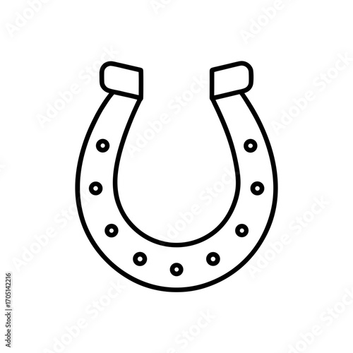 Outline drawing of a horseshoe with holes on transparent background silhouette