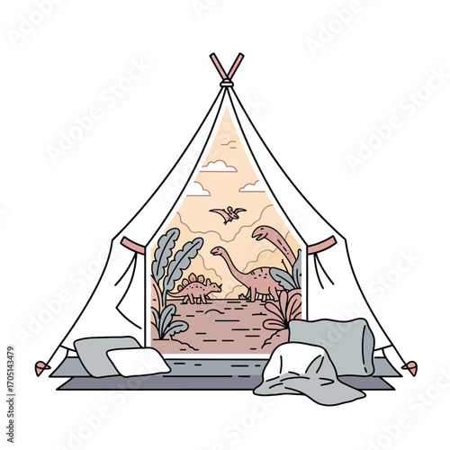Whimsical Dinosaur Dreams Vector Illustration for Childhood Imagination & Adventure