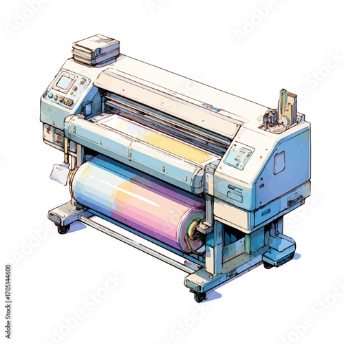 Plotter, watercolor clipart vector, isolated on a white background.