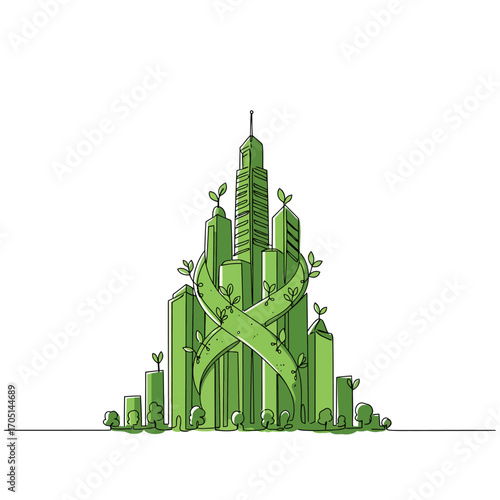 Future-Proofing Urban Spaces: Sustainable City Vector Illustration for Eco-Friendly Development