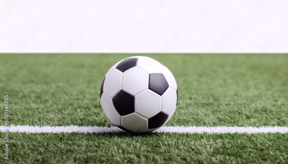 Fototapeta premium A Soccer Ball Resting on the Grass of an Empty Field