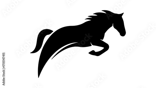 Galloping horse silhouette with transparent background