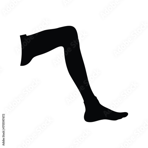 Silhouette of a Leg and Foot in a Pointed Pose Black Design