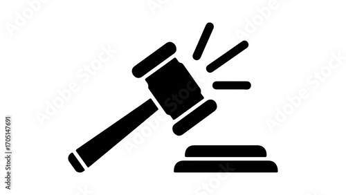 Gavel hitting sound block with transparent background