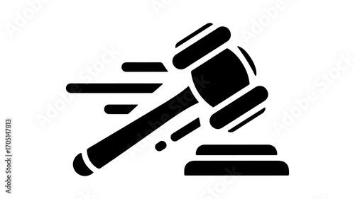 Gavel striking block with transparent background