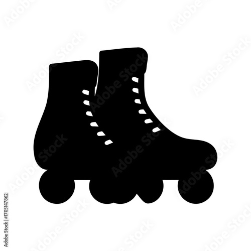 Silhouette of classic roller skates, nostalgic for a fun retro skating party