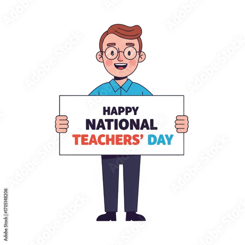 Celebrating Teachers Day with a Happy Teacher Illustration