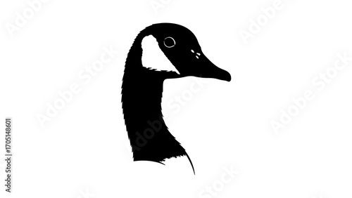 Goose head silhouette with transparent background