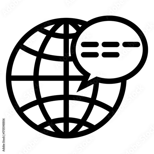 Icono mundo con burbuja de habla