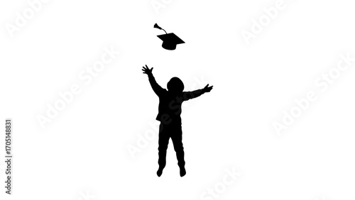 Graduate celebrating success with transparent background