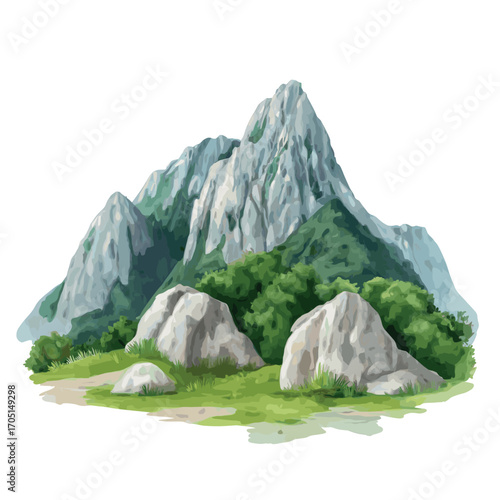 Triglav National Park. Triglav National Park watercolor vector illustration
