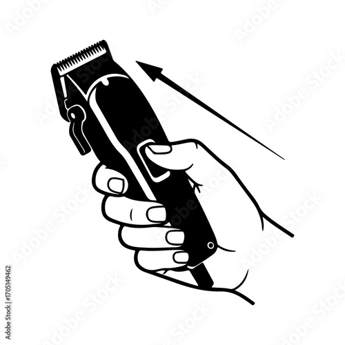 Hair clipper in hand with transparent background