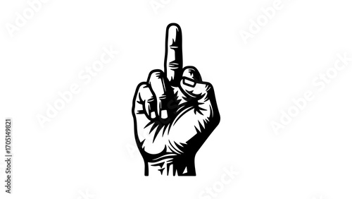 Hand gesture with middle finger with transparent background