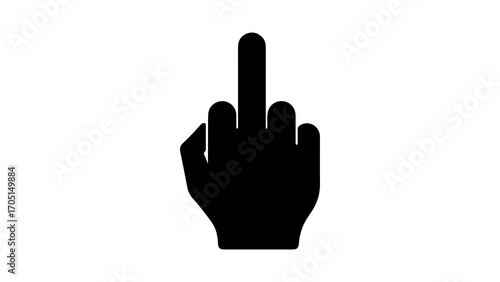 Hand gesture with middle finger with transparent background