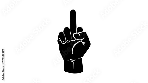 Hand gesture with middle finger with transparent background