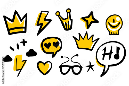 Aries zodiac symbol set icon illustration with 3D gold arrow and business font text design for astrology web