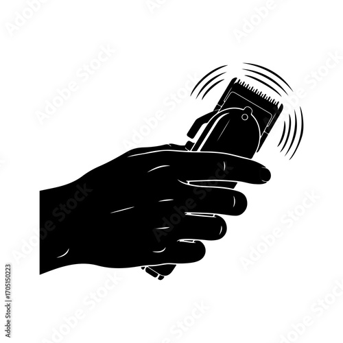 Hand holding hair clipper with transparent background