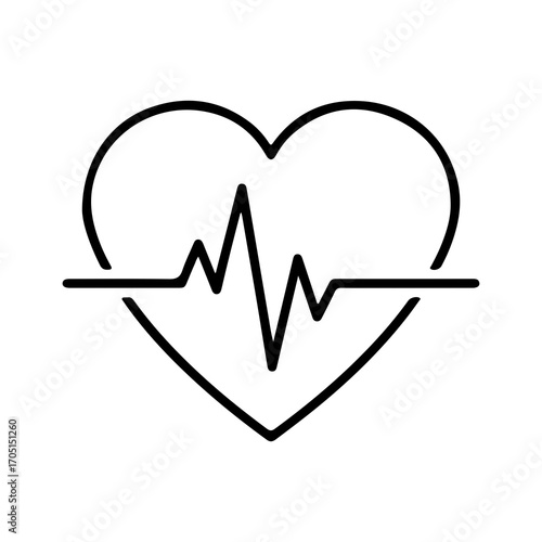 Heartbeat line art with transparent background