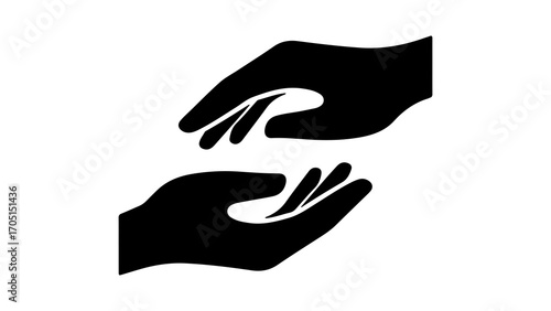 Helping hands reaching out with transparent background