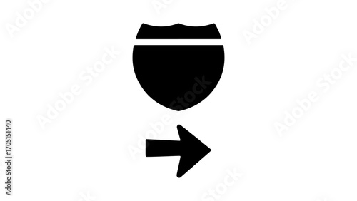 Highway shield and arrow with transparent background