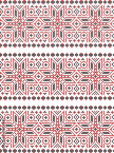 Vector illustration of Ukrainian ornament in ethnic and floral style, identity, vyshyvanka, embroidery for print clothes, websites, banners, backgrounds, traditional folk, vector seamless border
