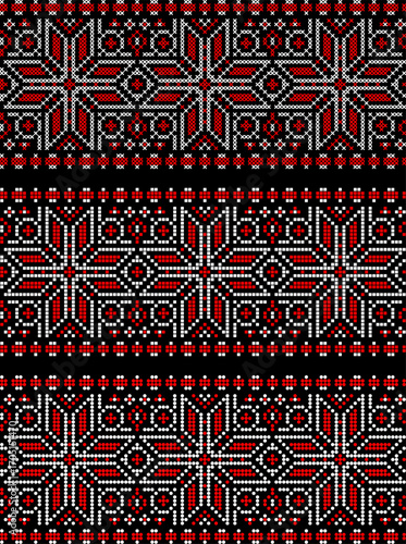 Vector illustration of Ukrainian ornament in ethnic and floral style, identity, vyshyvanka, embroidery for print clothes, websites, banners, backgrounds, traditional folk, vector seamless border