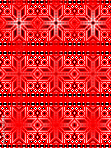 Vector illustration of Ukrainian ornament in ethnic and floral style, identity, vyshyvanka, embroidery for print clothes, websites, banners, backgrounds, traditional folk, vector seamless border