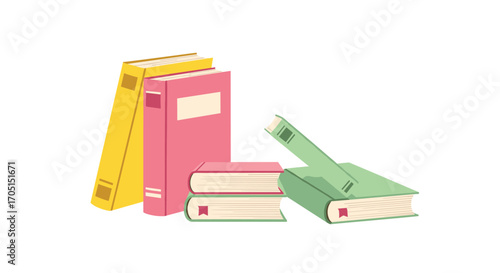 A colorful arrangement of books symbolizing knowledge and learning.