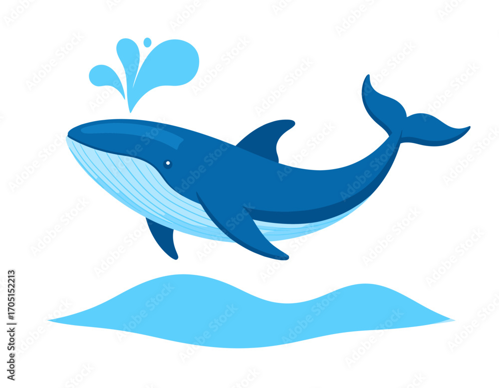 Fototapeta premium Blue whale isolated on a transparent backgroundless ocean, backgroundless, illustration, splash, firefly_rlfz5y_via_RJ_Firefly_Auto