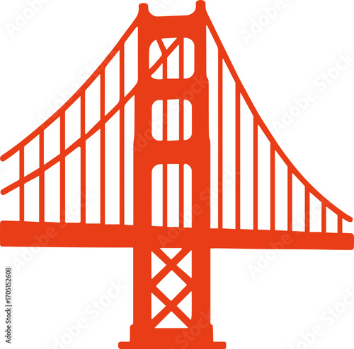 Simple Orange Silhouette of Golden Gate Bridge Landmark Architecture Icon