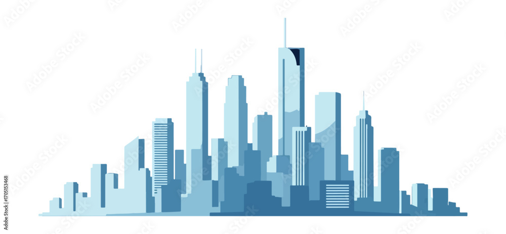 Fototapeta premium Cityscape silhouette light blue