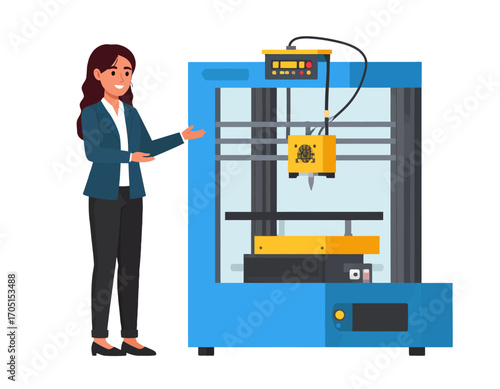 Professional Woman Showcasing Innovative 3D Printing Technology for Modern Manufacturing and Design Solutions