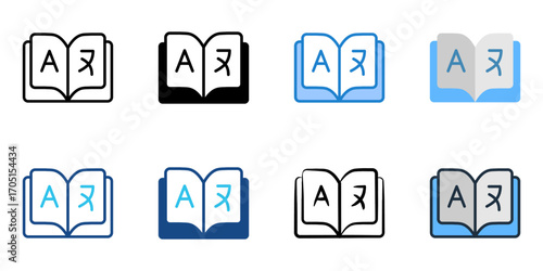 Language class icon set multiple style collection 
