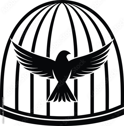 Powerful graphic logo dove breaking free from bird cage symbolizing freedom hope and change dove peace logo