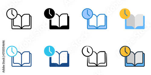 Reading time icon set multiple style collection 
