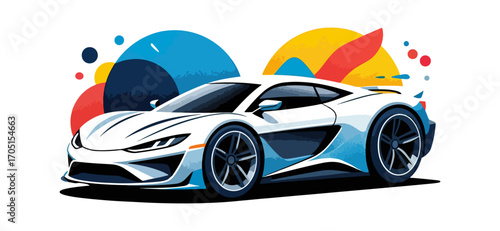 Colorful sport car illustration