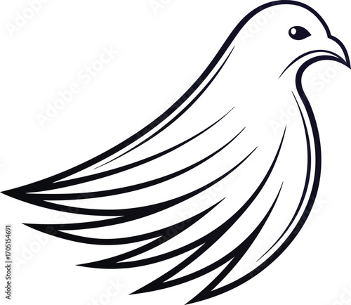 Modern sleek dove head logo minimalist design bird icon for branding and symbolism dove peace logo