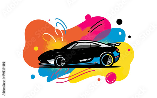 Colorful sport car illustration