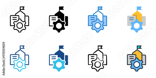 School project icon set multiple style collection 
