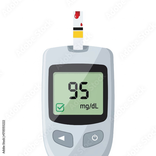Blood Glucose Monitoring Device Displaying 95 mg/dL