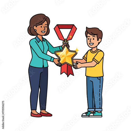 Award Presentation Ceremony with a Girl and Boy