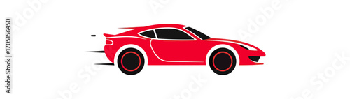 Red racing car side view