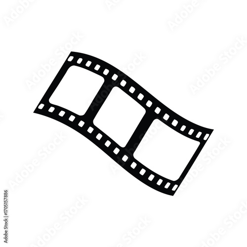 A Black and White Illustration of a Photographic Filmstrip with Empty Frames
