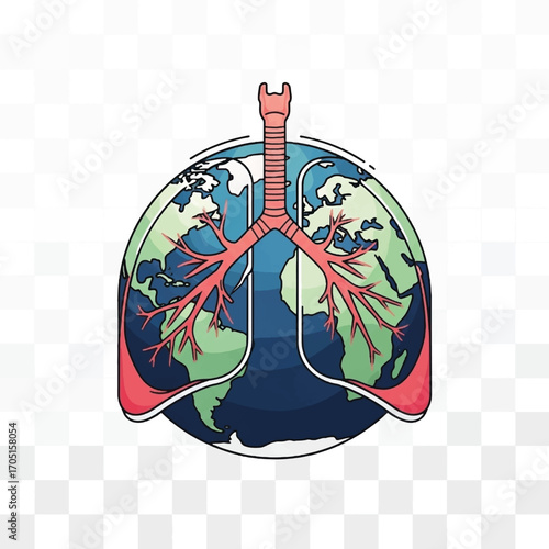 Anatomical Illustration of Human Lungs and Earth